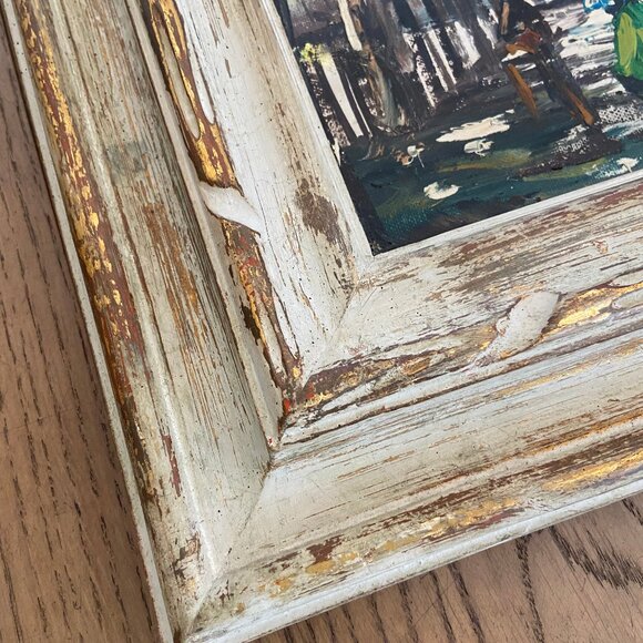 Vintage Parisian Street Scene Oil on Canvas - Picture 3 of 15